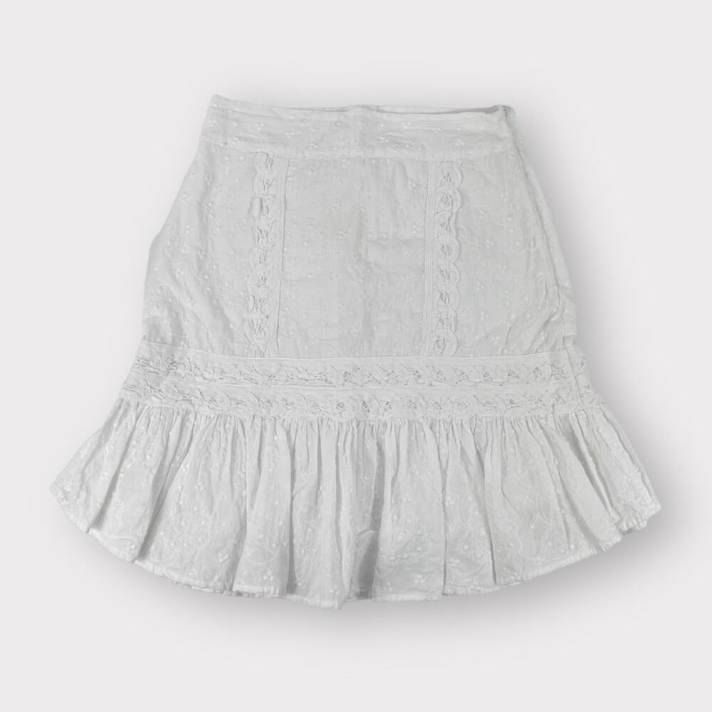 Flannel Embroidered Cotton Ruffle Hem Skirt Size 0